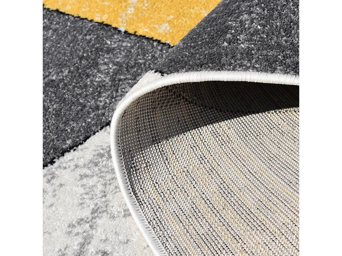 tappeto da ingresso 80x150 intrecciato disegno geometrico rettangolo giallo e grigio ROSALINE