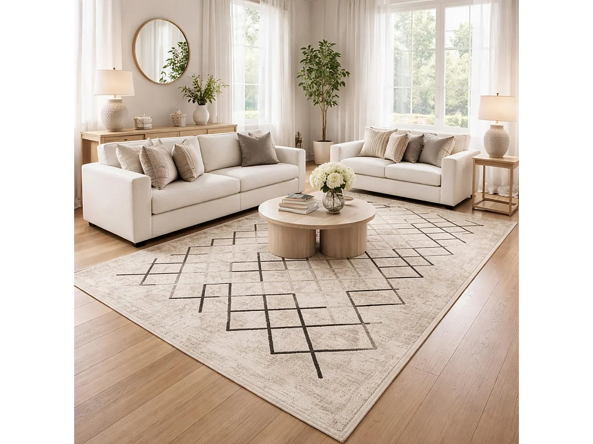 tappeto per camera da letto 150x230 tessuto rettangolare color crema modello scandinavo JOINTA