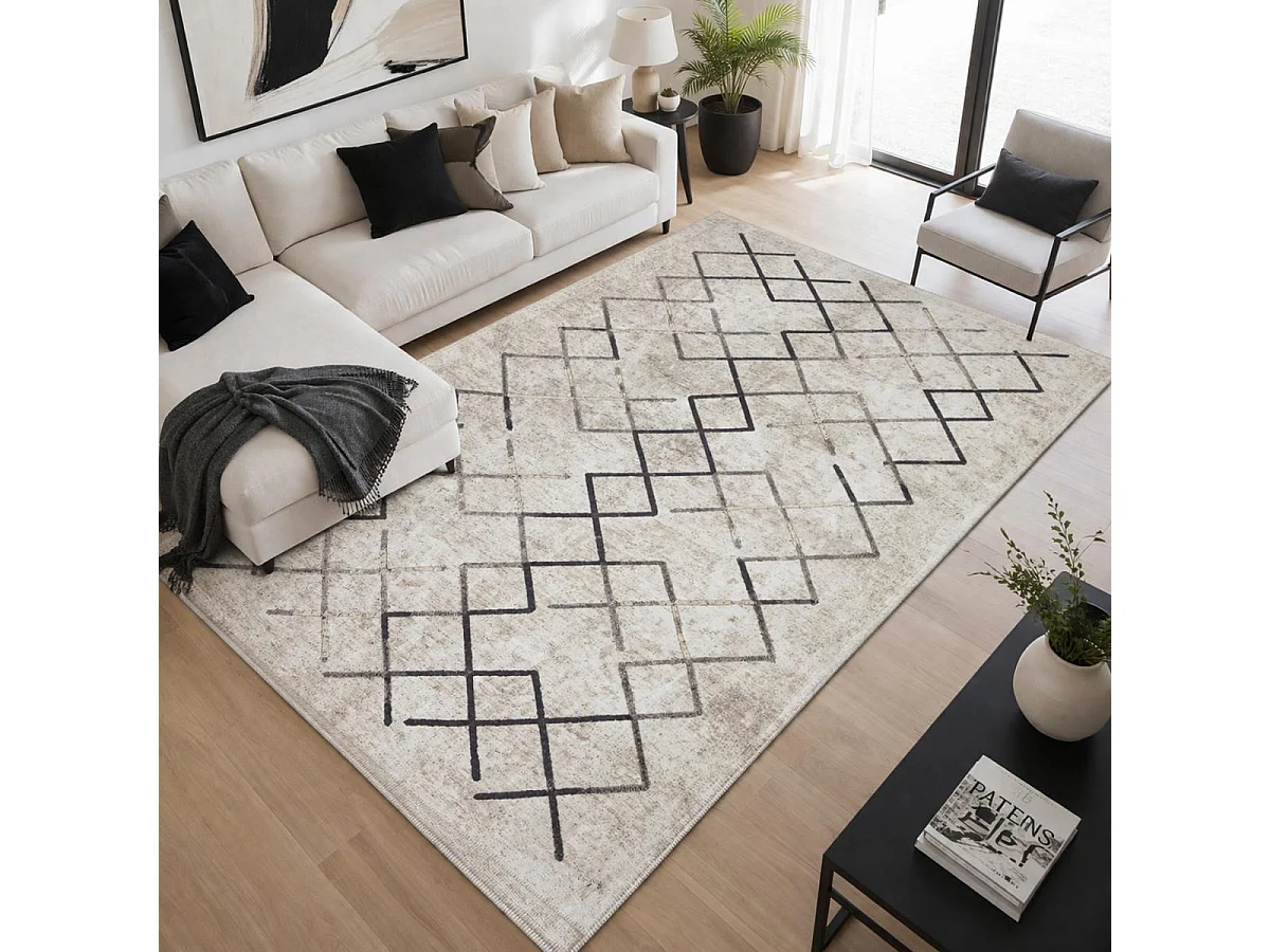 tappeto per camera da letto 150x230 tessuto rettangolare color crema modello scandinavo JOINTA