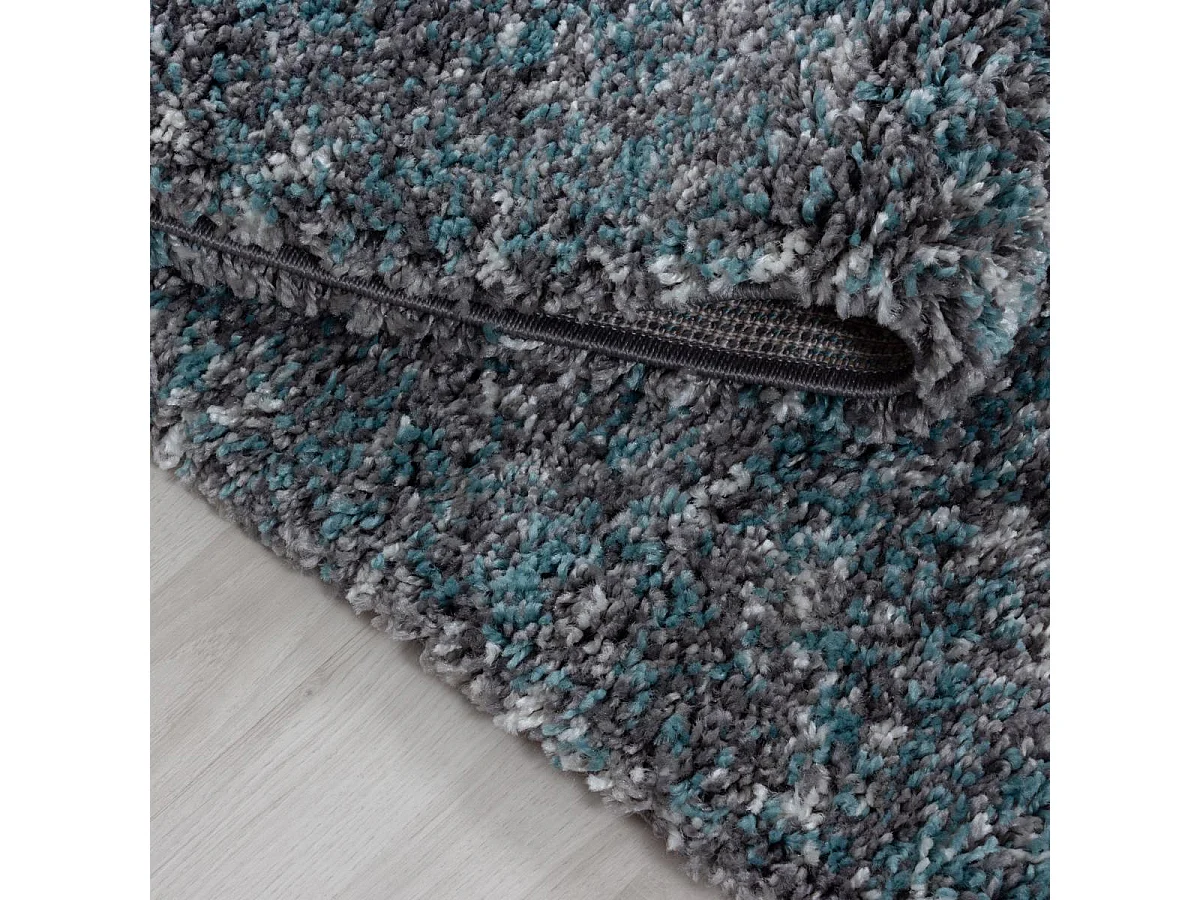 Tapis poils longs shaggy 60x110 rectangle tissé bleu motif faux uni UNI D