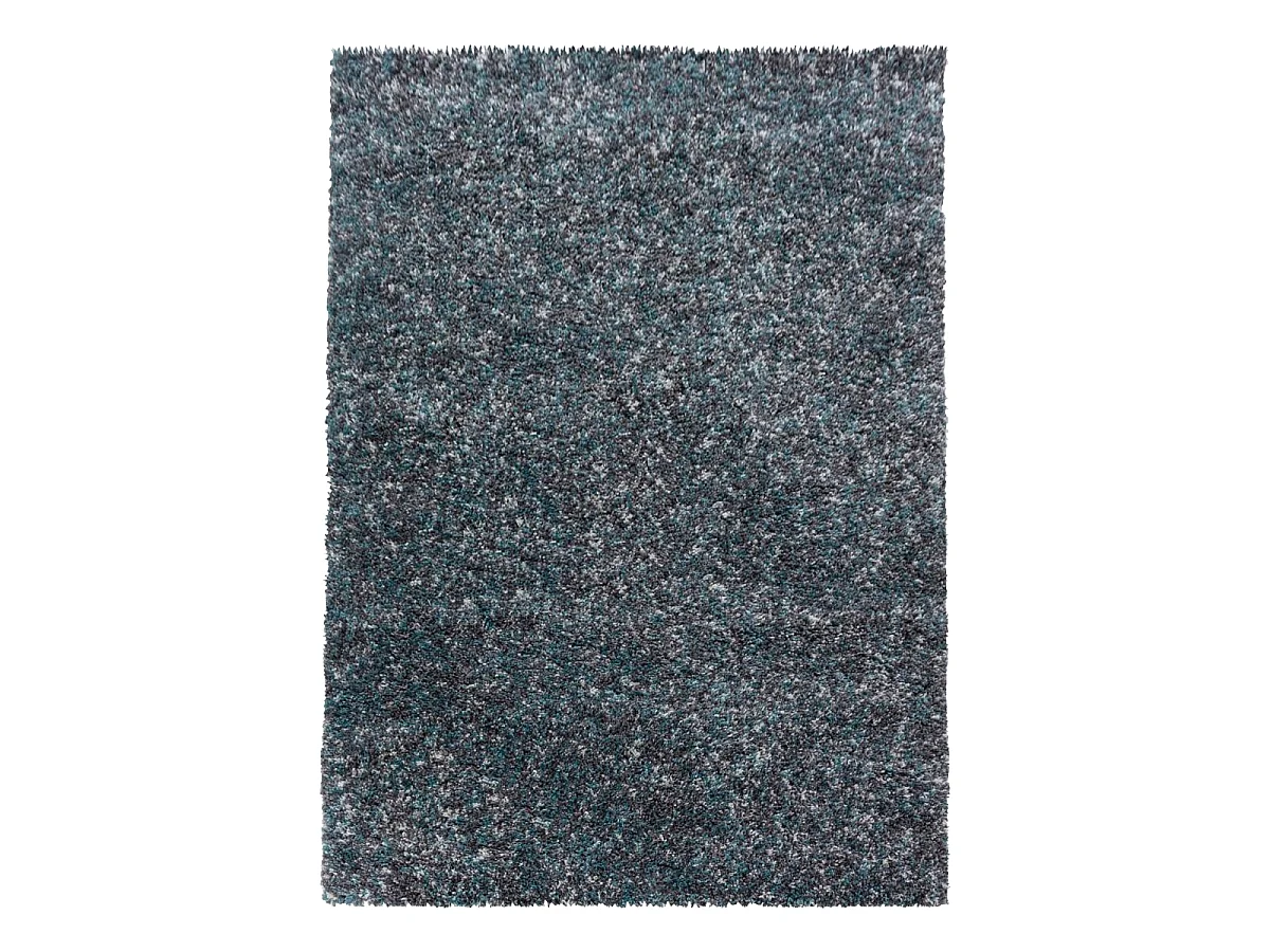 Tapis poils longs shaggy 60x110 rectangle tissé bleu motif faux uni UNI D
