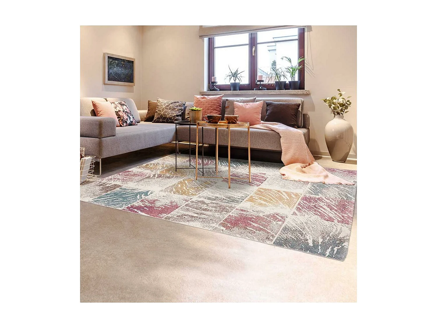 tapis chambre 60x110 tissé multicolore rectangle motif géométrique PASTY