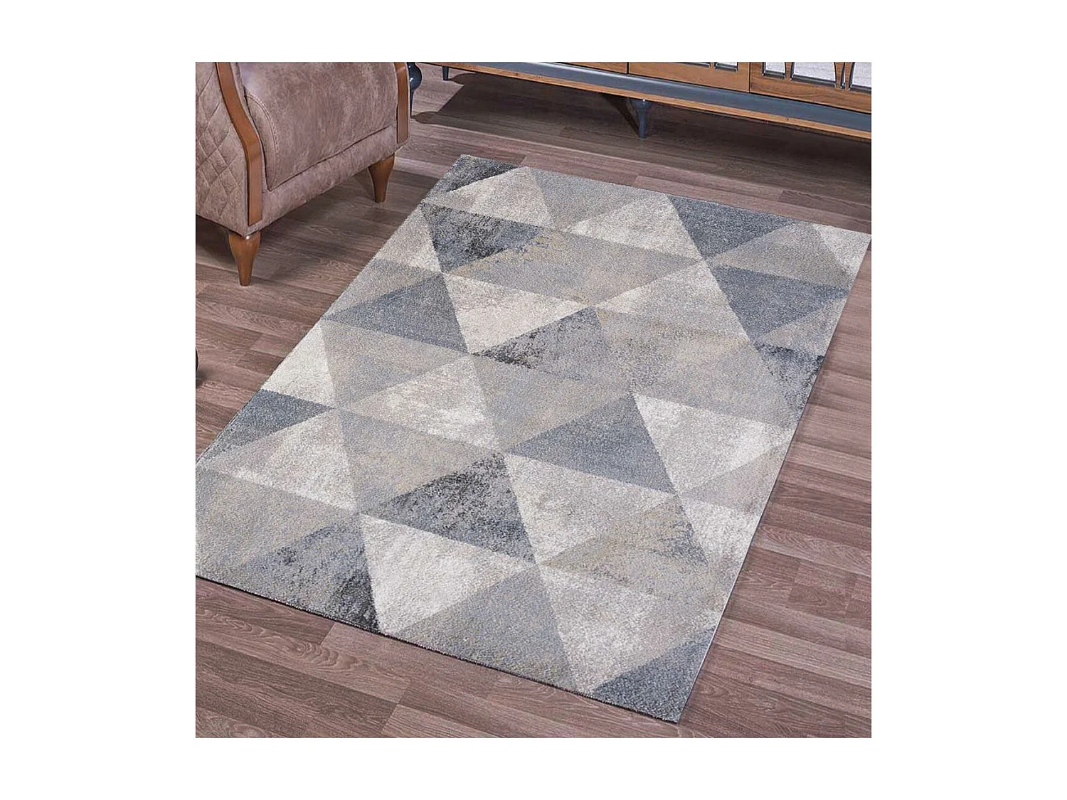 tapis chambre 80x150 tissé gris et crème rectangle motif scandinave RONGO