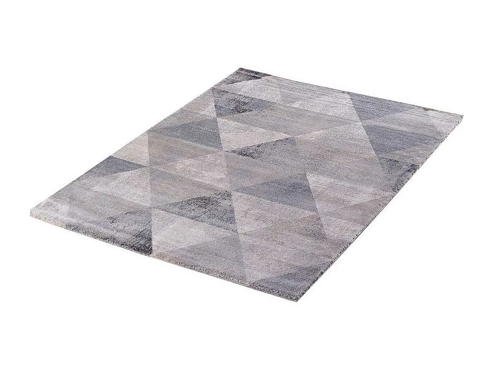 tapis chambre 80x150 tissé gris et crème rectangle motif scandinave RONGO