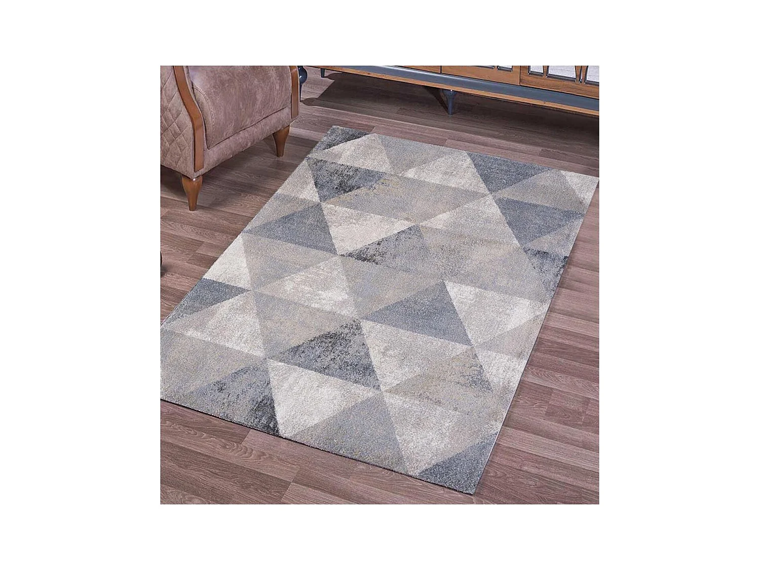 tapis chambre 80x150 tissé gris et crème rectangle motif scandinave RONGO