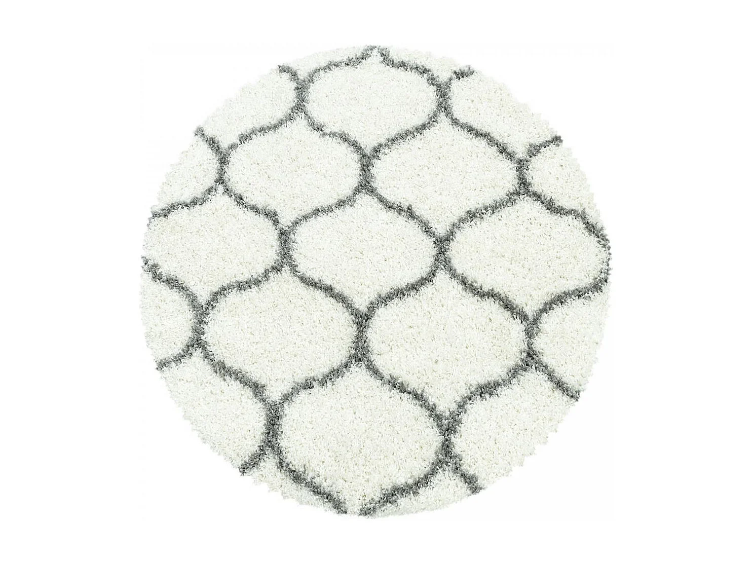 Tapis shaggy Ø200cm rond tissé crème motif scandinave SCANDINAV A