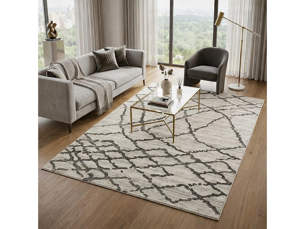 Tappeto berbero 120x170 tessuto modello etnico NALIFO bianco