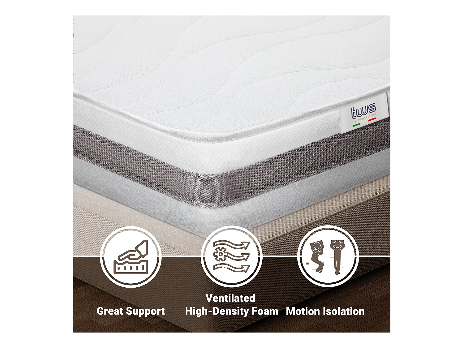 Matelas 130 x 190 à ressorts ensachés | Hauteur 20 cm