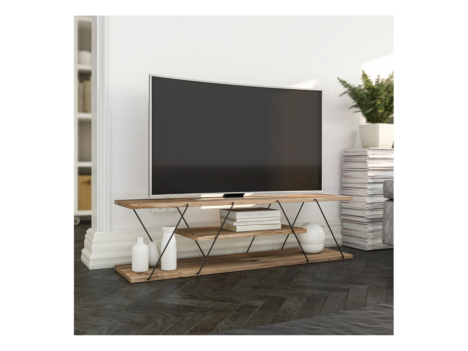 Meuble tv design avec étagère HAMAR