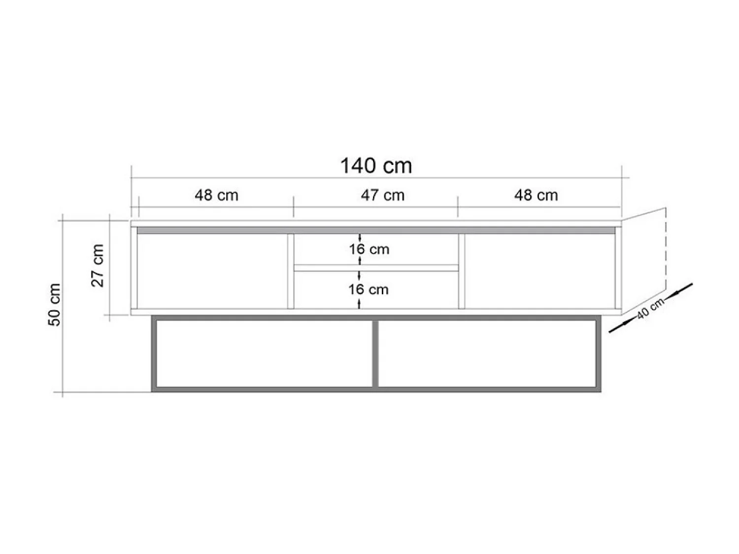 Móvel de TV em Madeira e Preto com Arrumação HAYE Design Industrial Moderno