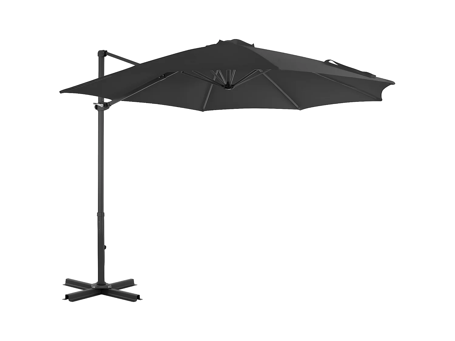 Parasol en porte-à-faux et poteau en aluminium 300cm Anthracite