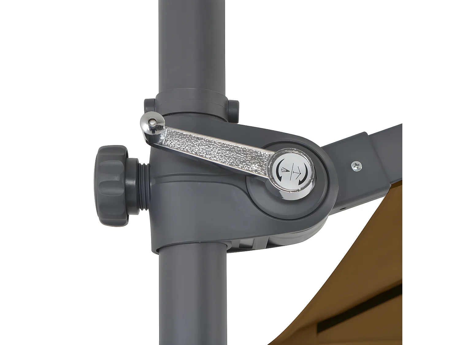 Sombrilla voladiza con poste de acero gris topo 250x250 cm