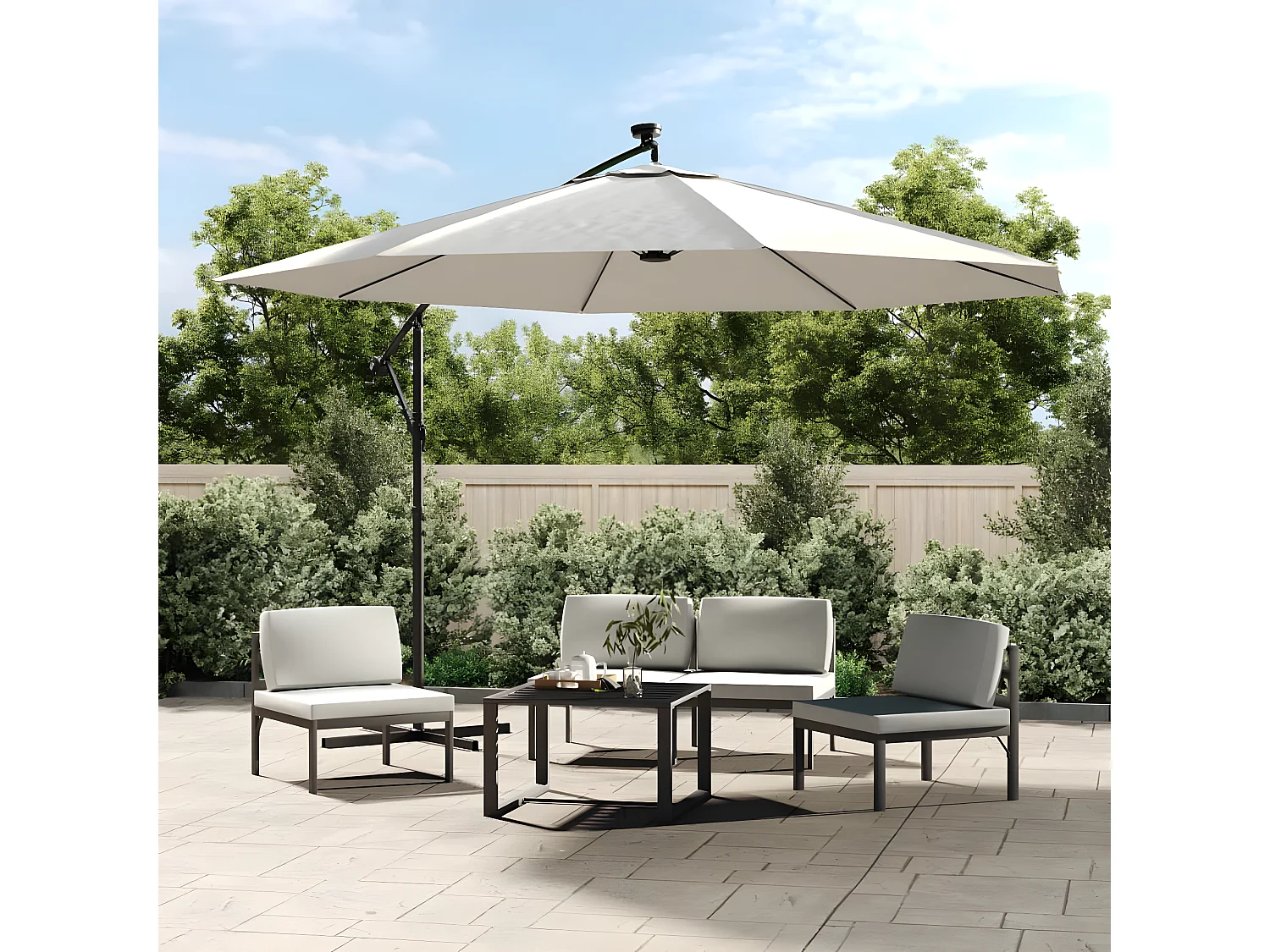 Parasol en porte-à-feux et poteau métallique 350 cm Sable