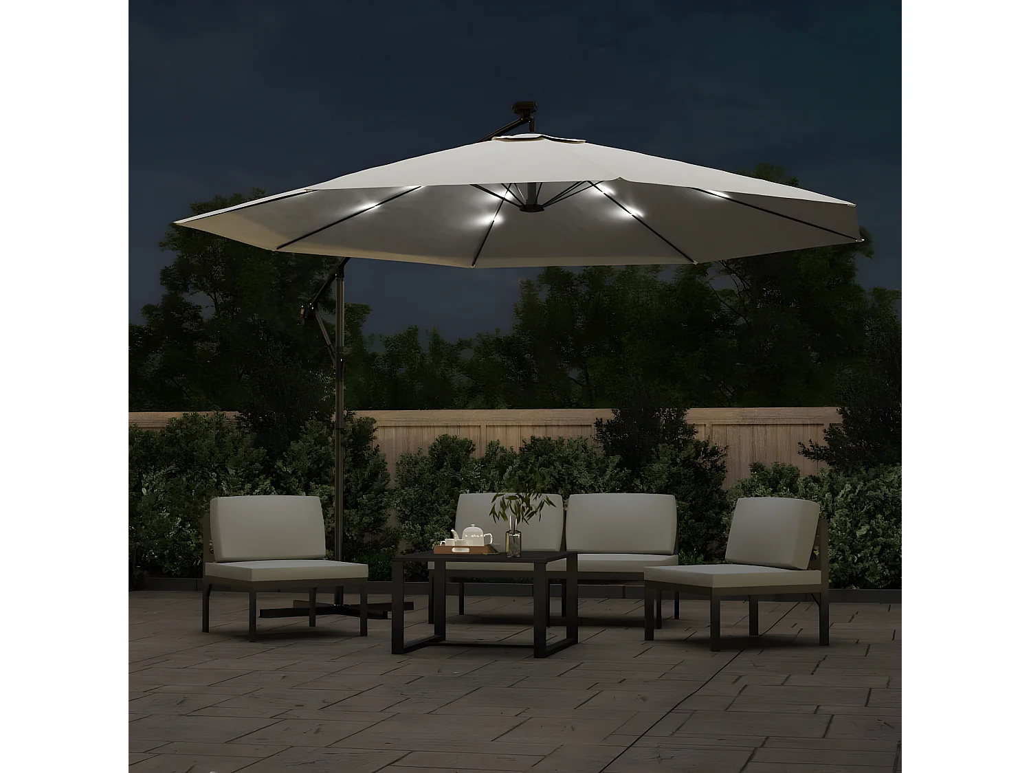 Parasol en porte-à-feux et poteau métallique 350 cm Sable