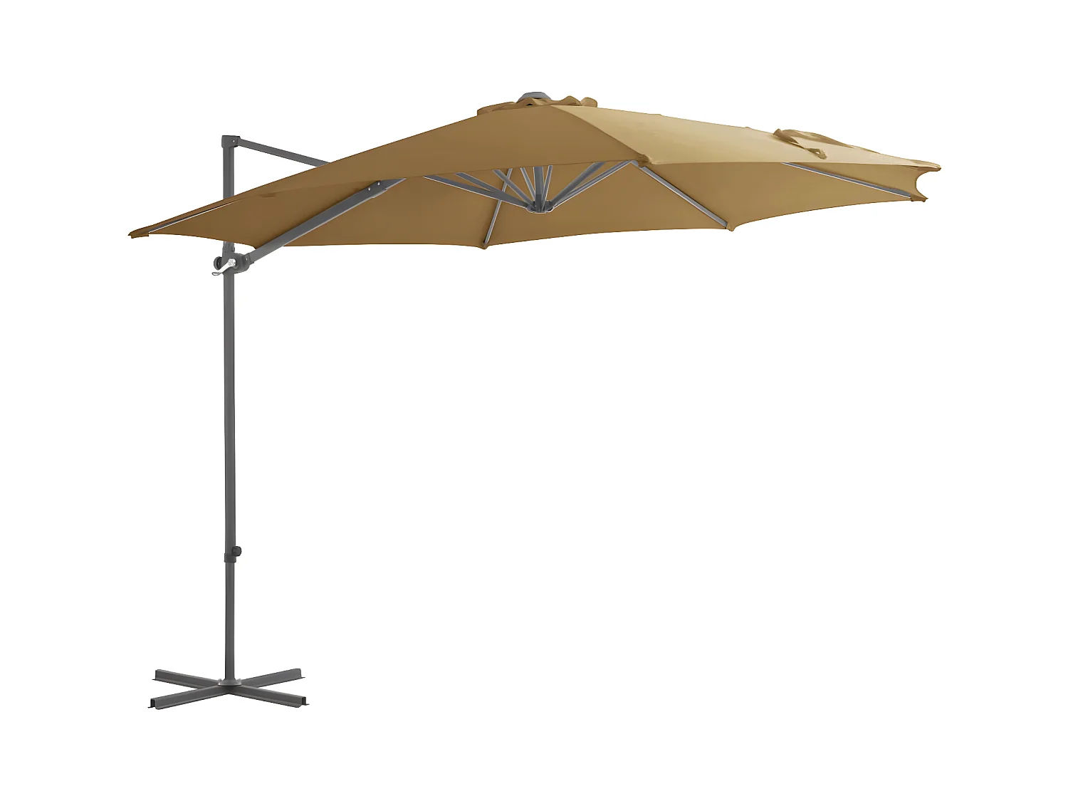 Guarda-sol cantilever poste aço 300 cm cinzento-acastanhado