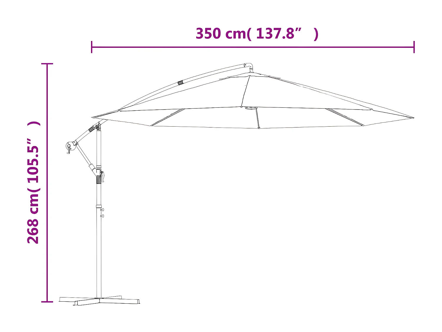 Guarda-sol cantilever mastro alumínio 350 cm cinza-acastanhado
