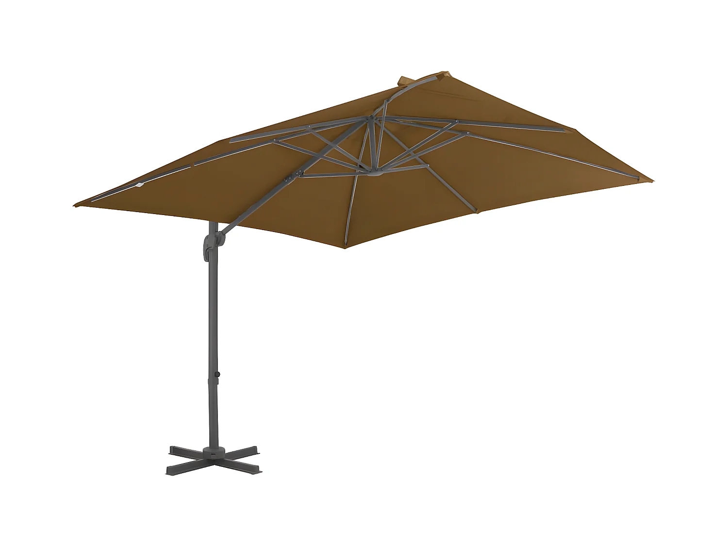 Sombrilla voladiza con poste de aluminio 300x300 cm gris topo