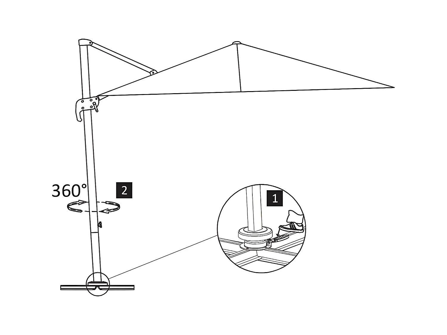 Sombrilla voladiza con poste de aluminio 300x300 cm gris topo