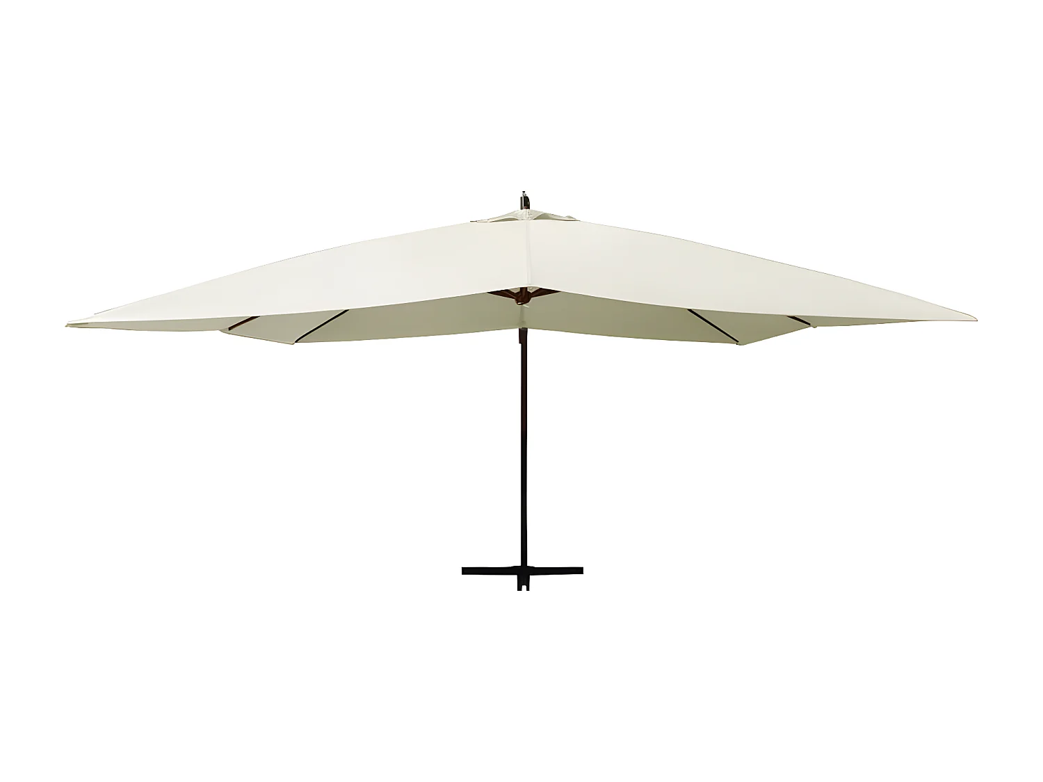 Guarda-sol cantilever c/ poste de madeira 400x300cm branco nata