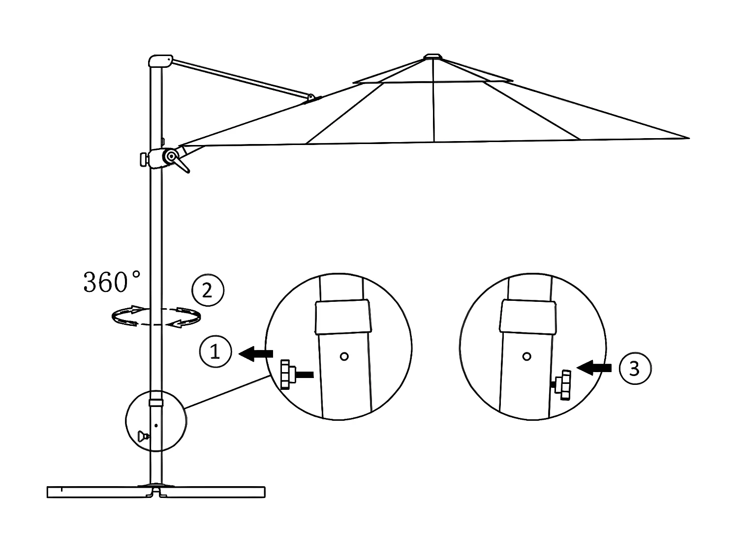 Parasol en porte-à-faux et mât en aluminium 250x250 cm Taupe