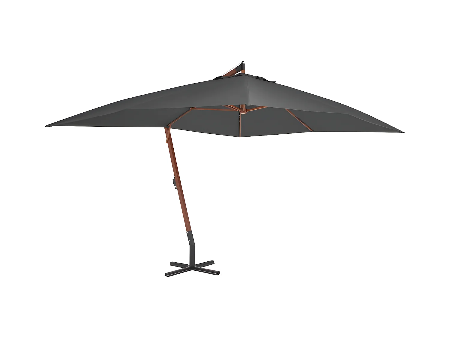 Parasol en porte-à-faux avec mât en bois 400x300 cm Anthracite