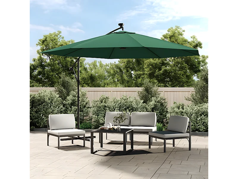 Parasol en porte-à-feux et poteau métallique 350 cm Vert