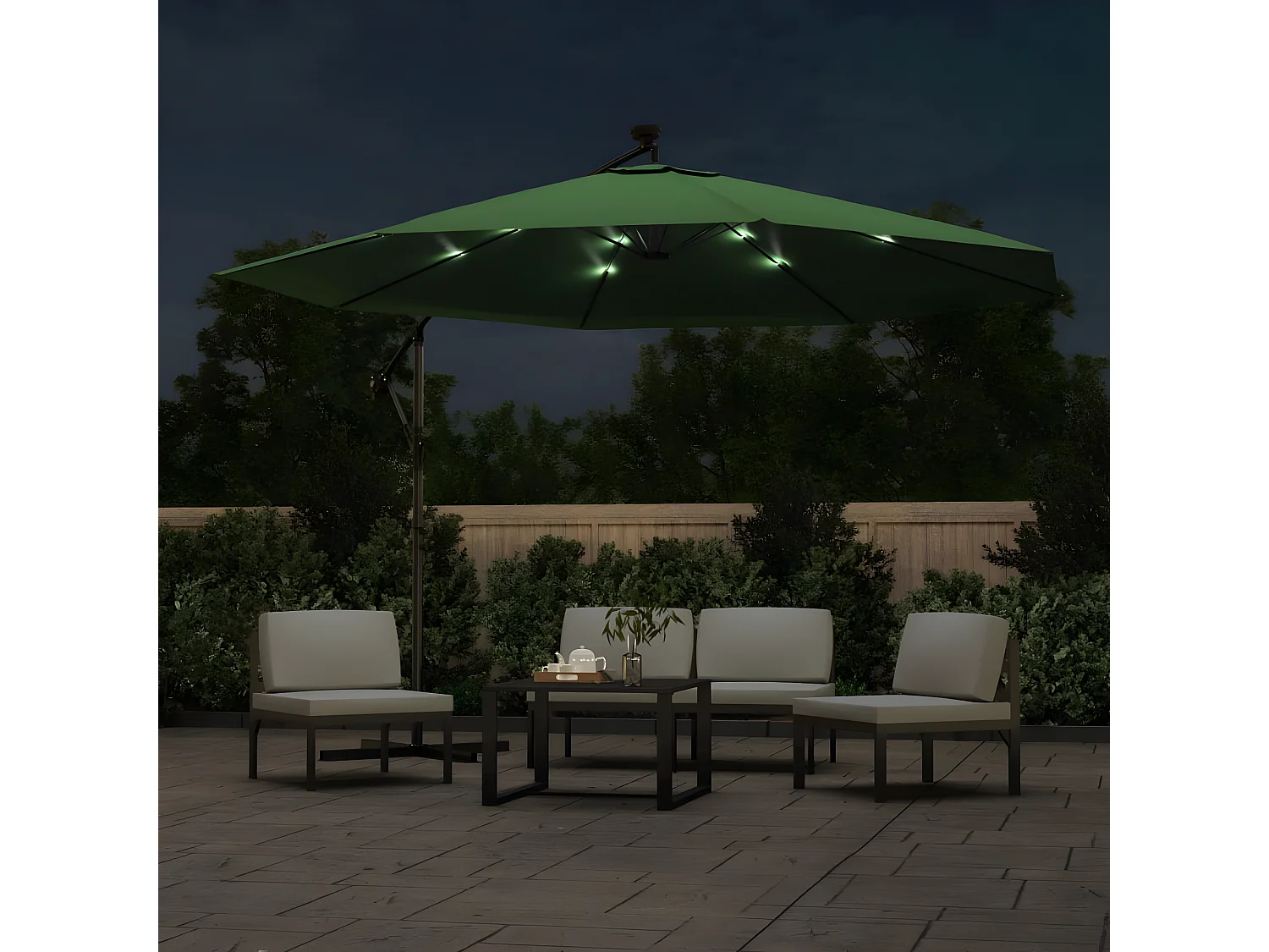 Parasol en porte-à-feux et poteau métallique 350 cm Vert