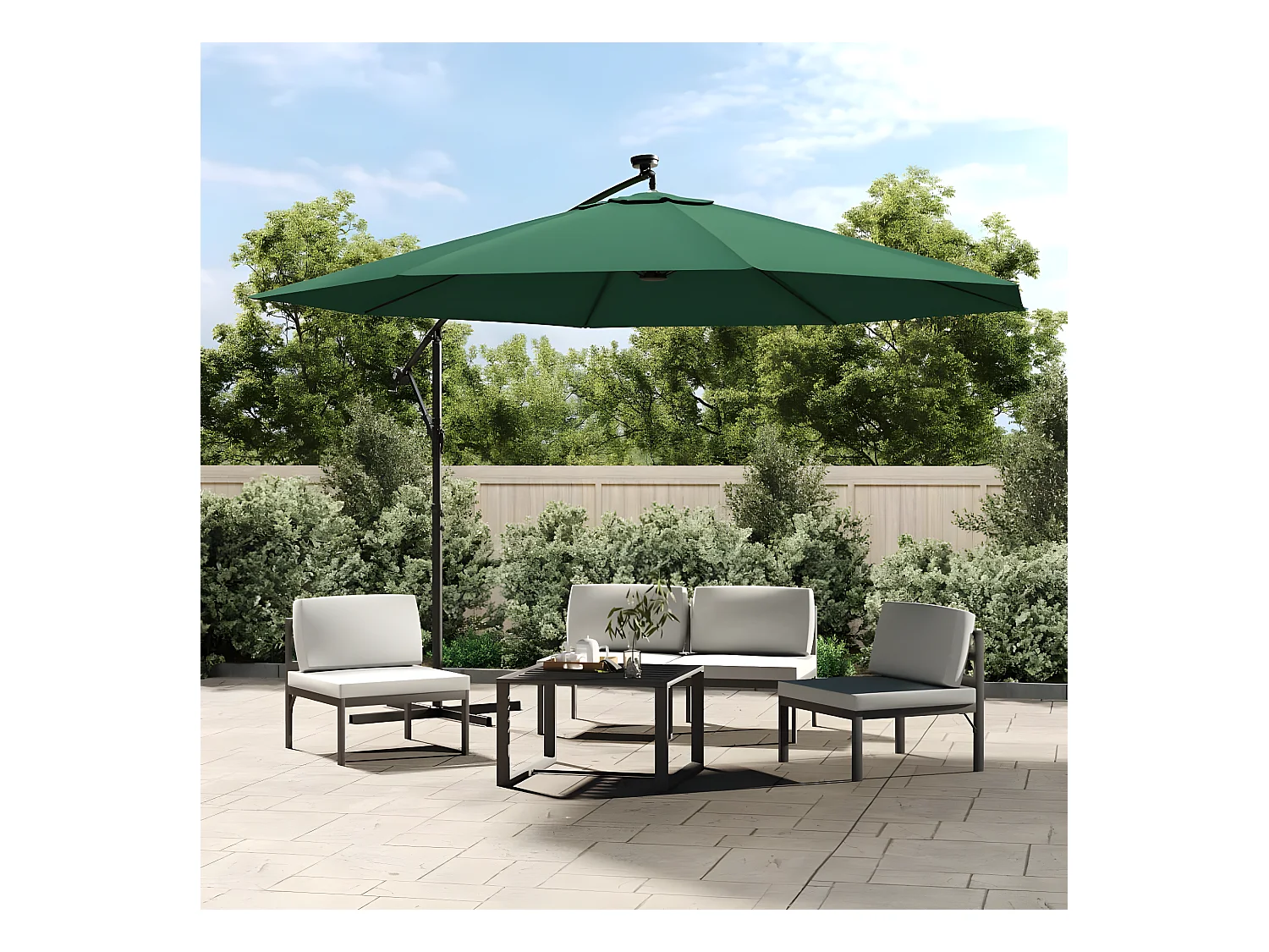 Parasol en porte-à-feux et poteau métallique 350 cm Vert