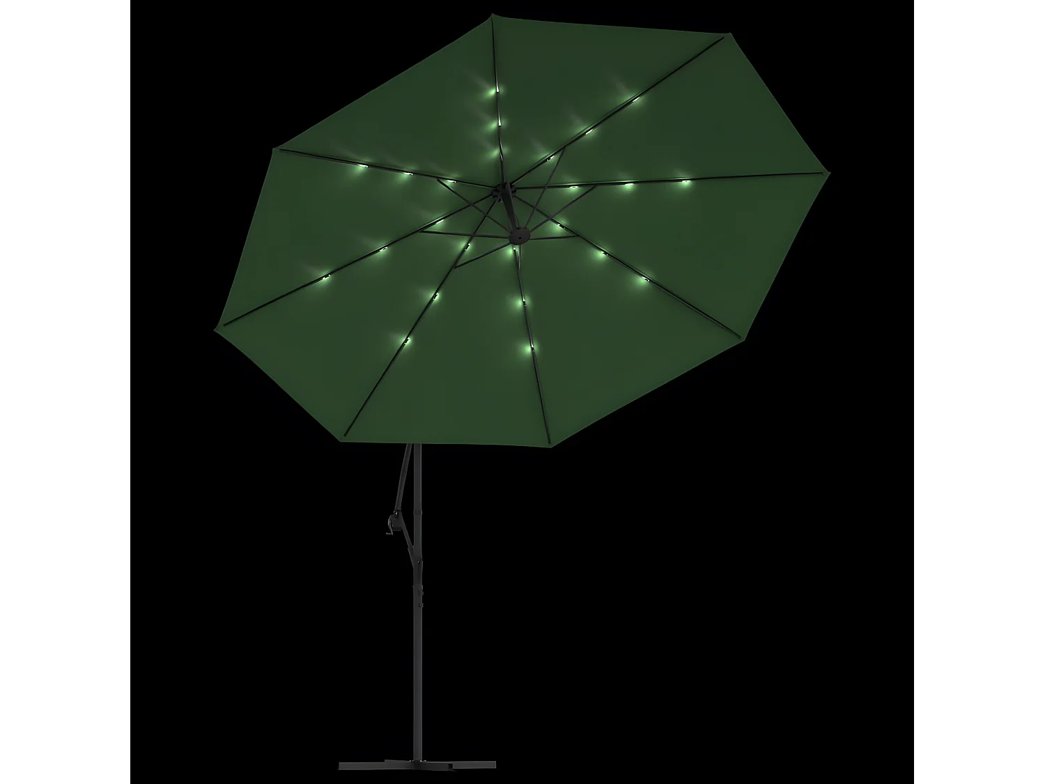 Parasol en porte-à-feux et poteau métallique 350 cm Vert