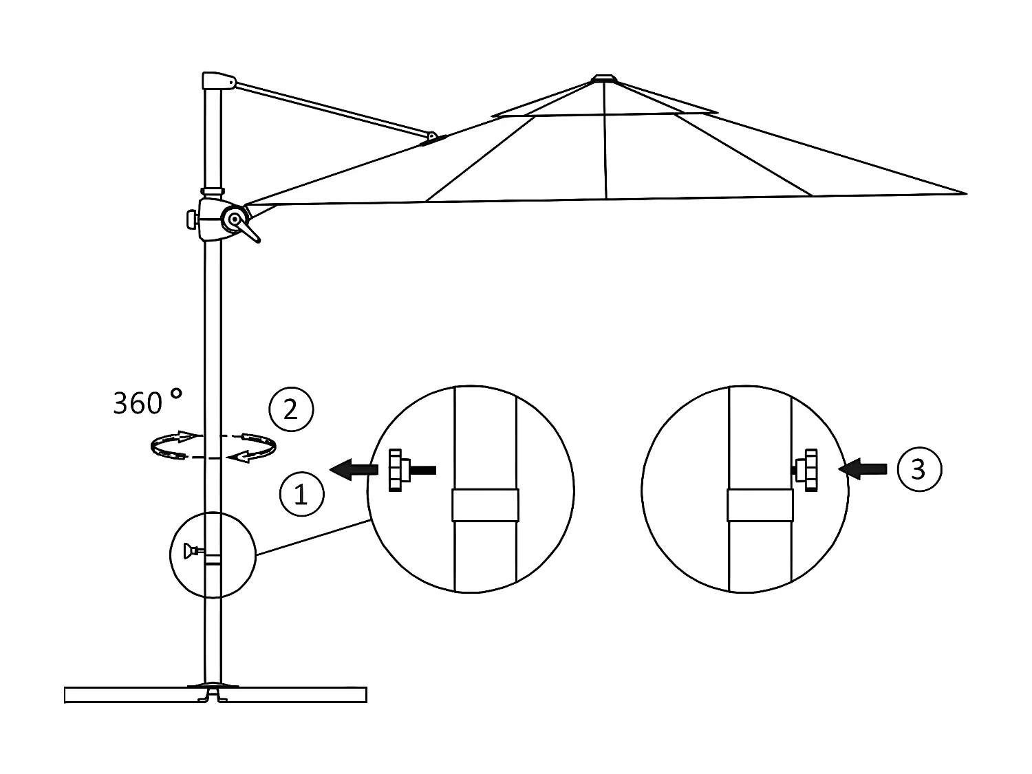 Guarda-sol cantilever com poste de aço 300 cm antracite