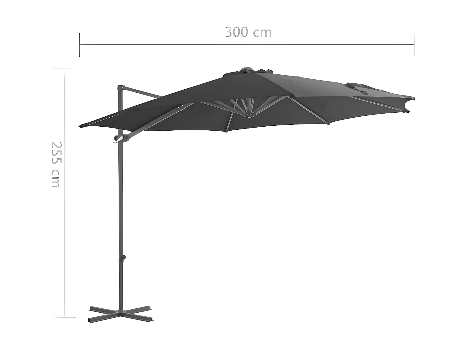 Guarda-sol cantilever com poste de aço 300 cm antracite