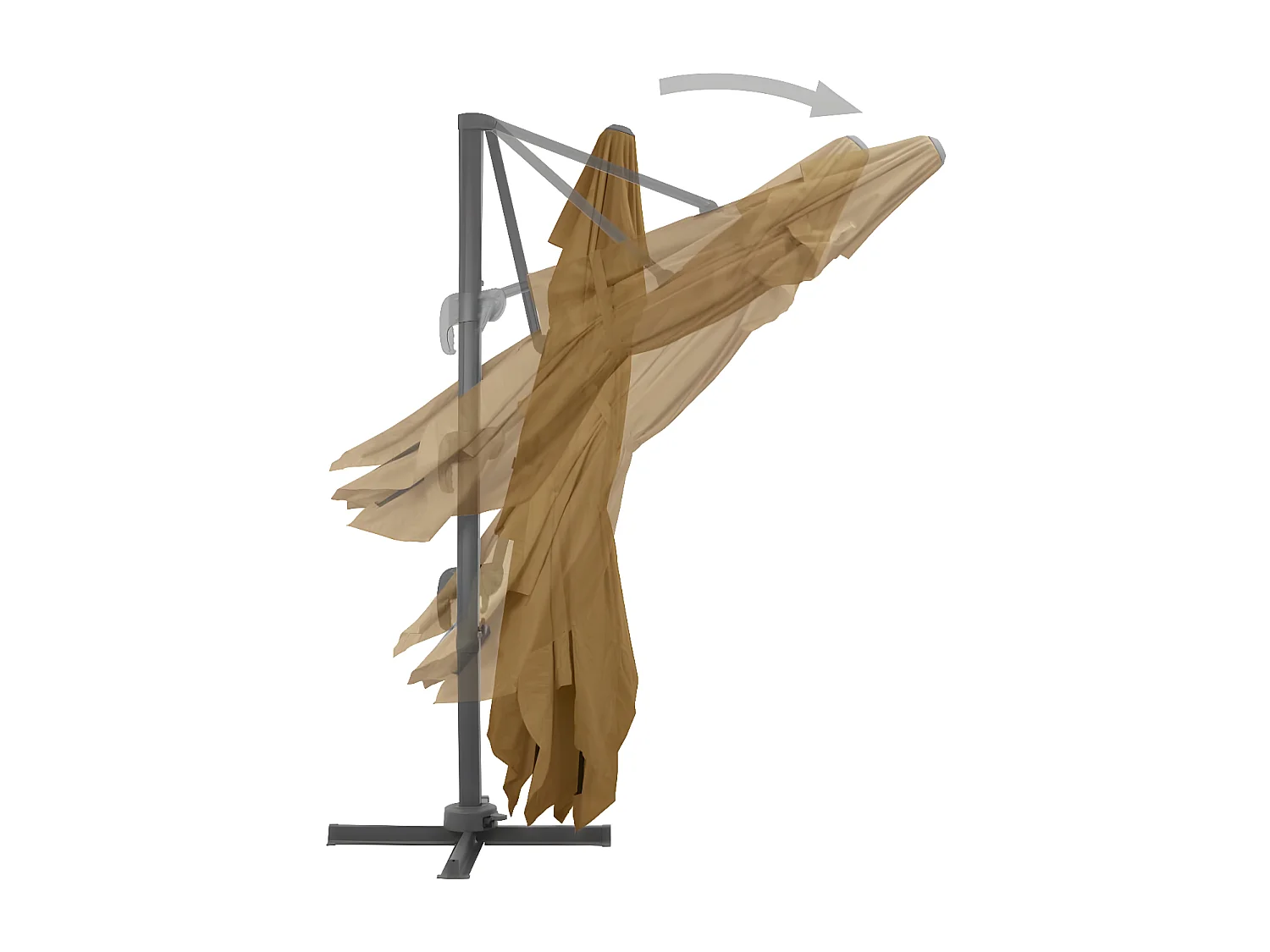 Guarda-sol cantilever poste alumínio 400x300cm cinza-castanho