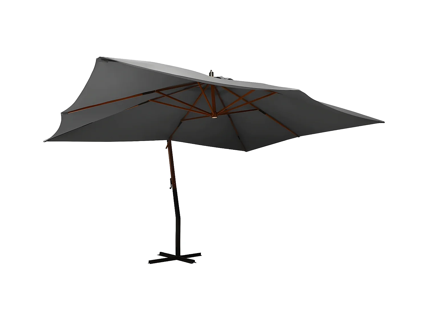 Parasol en porte-à-faux avec mât en bois 400x300 cm Anthracite