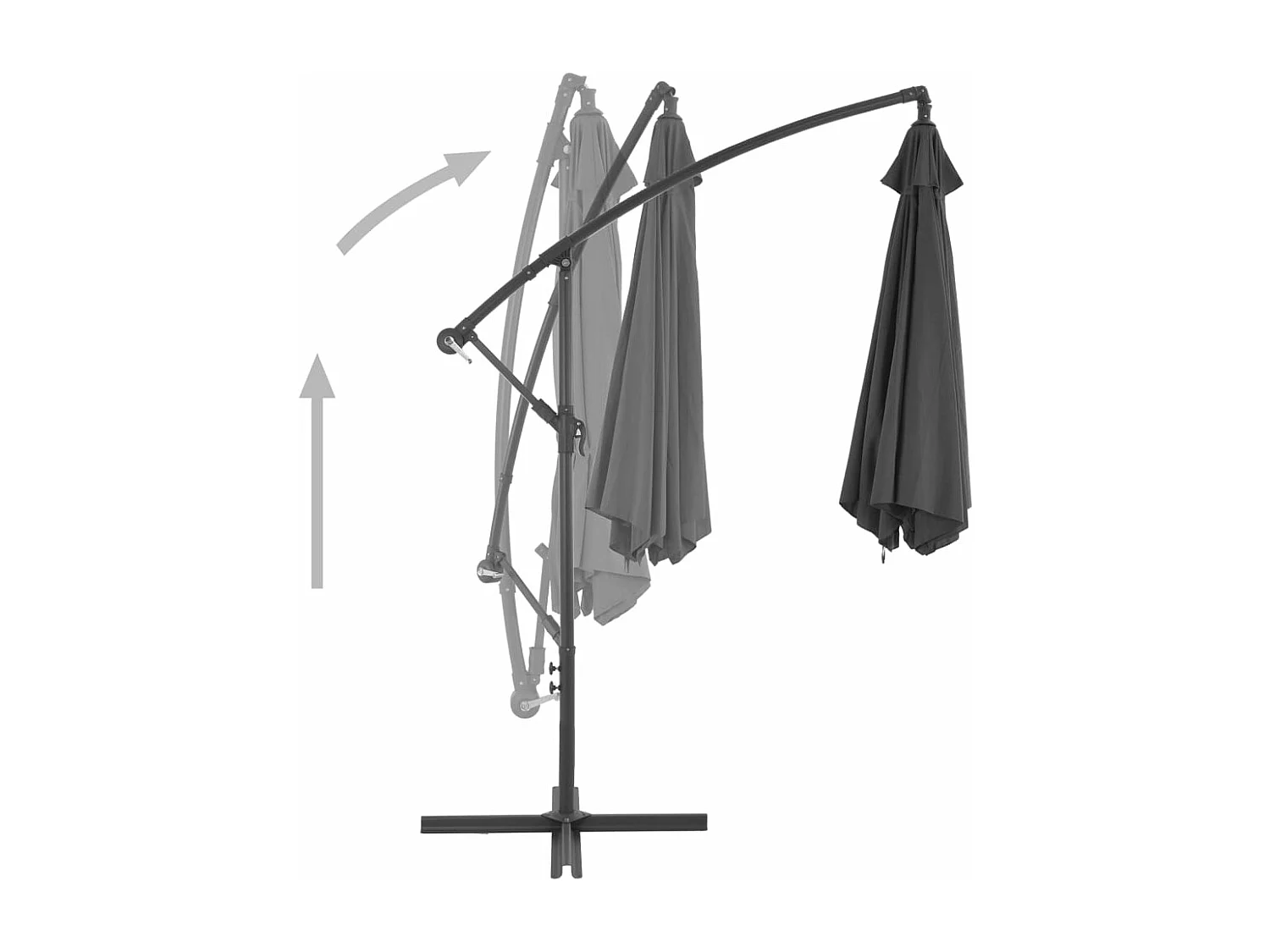 Parasol en porte-à-feux avec poteau Aluminium 300 cm Anthracite