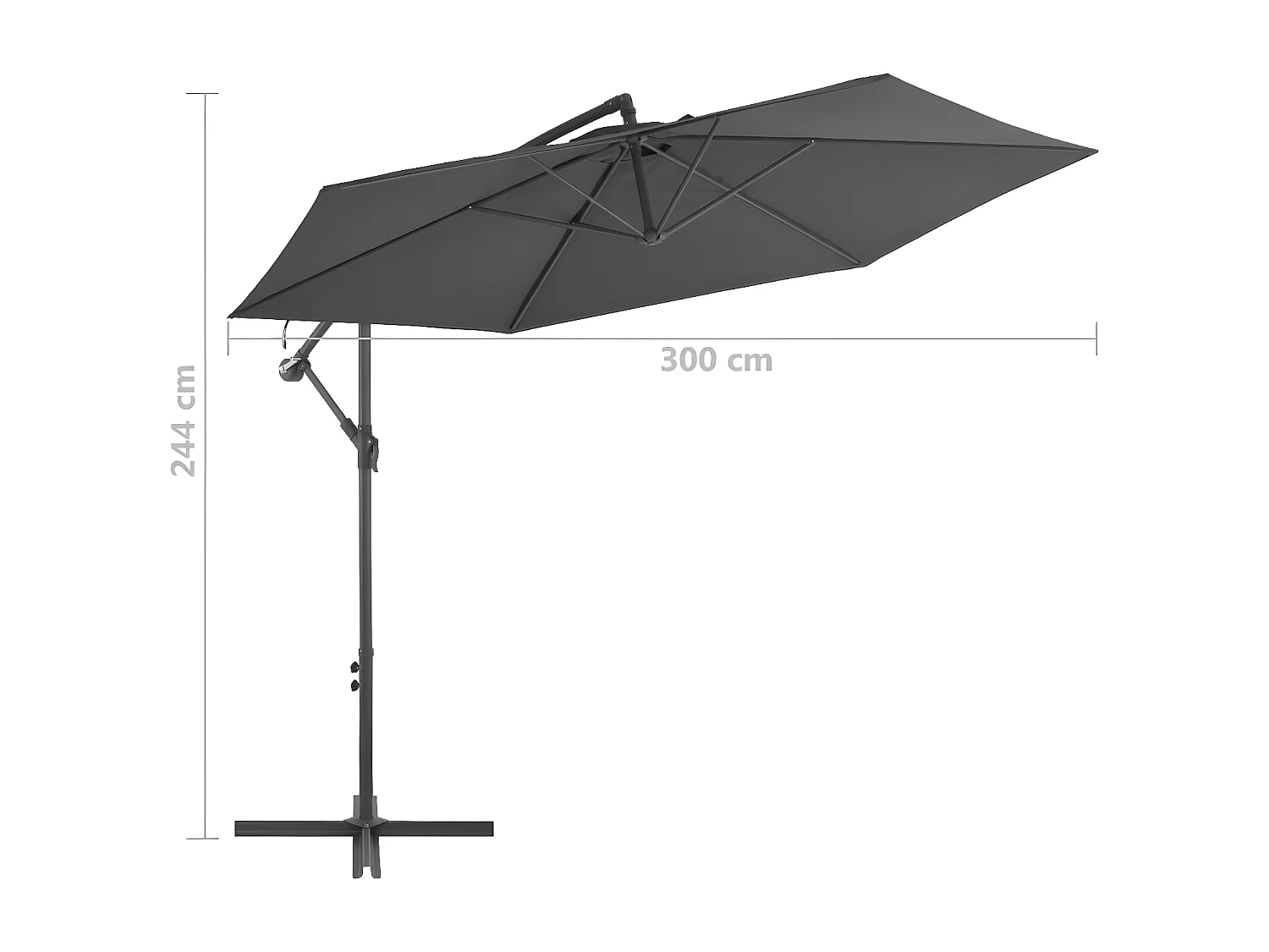 Parasol en porte-à-feux avec poteau Aluminium 300 cm Anthracite