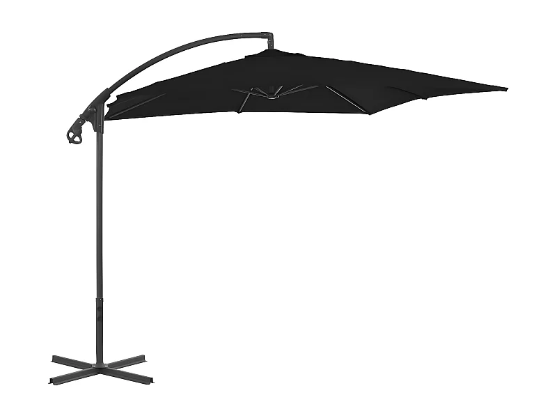 Guarda-sol cantilever com poste de aço 250x250 cm preto