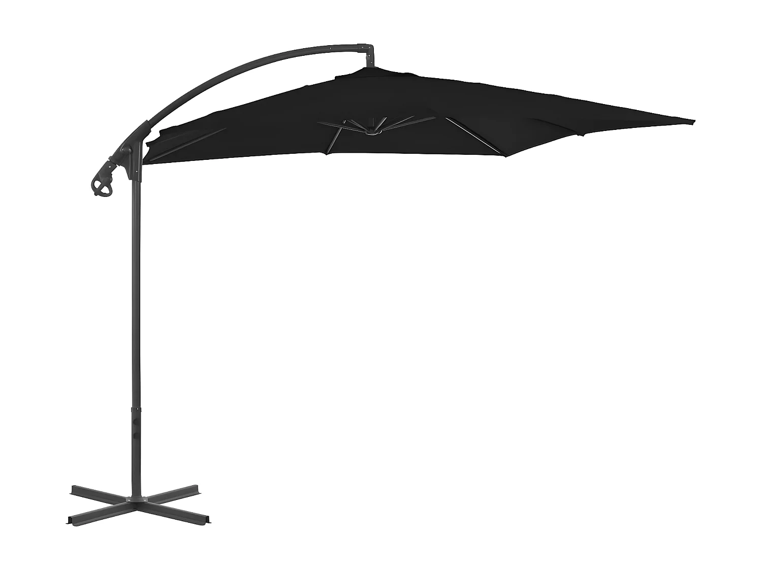 Guarda-sol cantilever com poste de aço 250x250 cm preto
