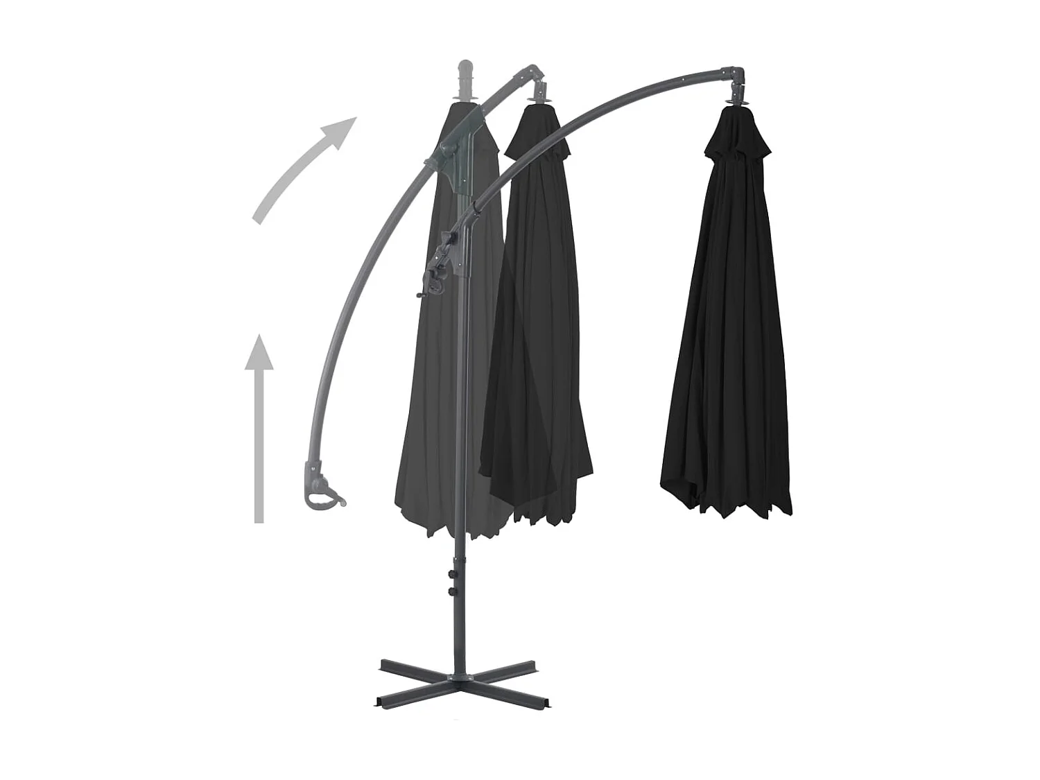 Guarda-sol cantilever com poste de aço 250x250 cm preto