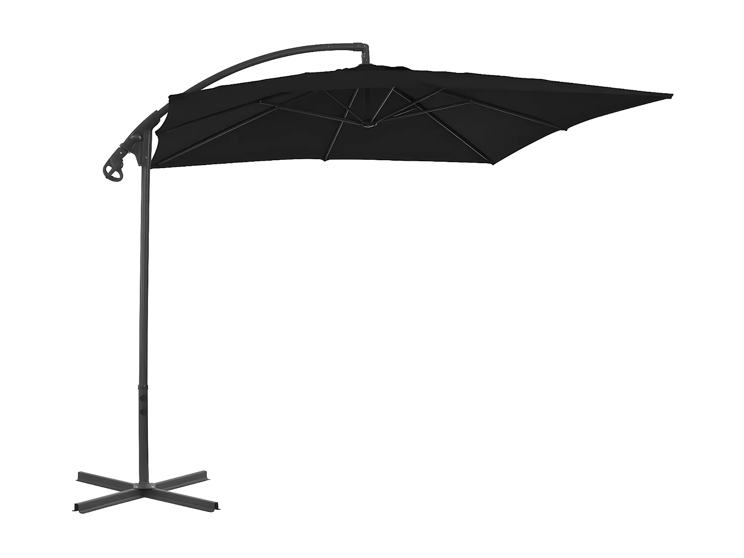 Guarda-sol cantilever com poste de aço 250x250 cm preto