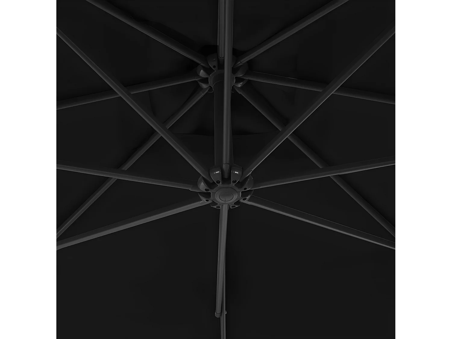 Guarda-sol cantilever com poste de aço 250x250 cm preto