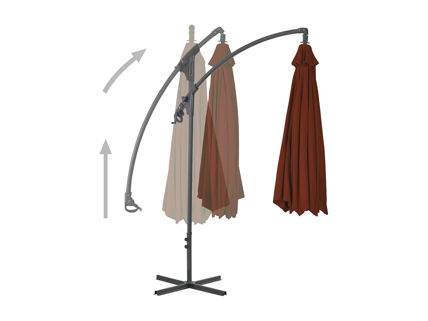 Parasol déporté avec mât en acier 300 cm Terre cuite