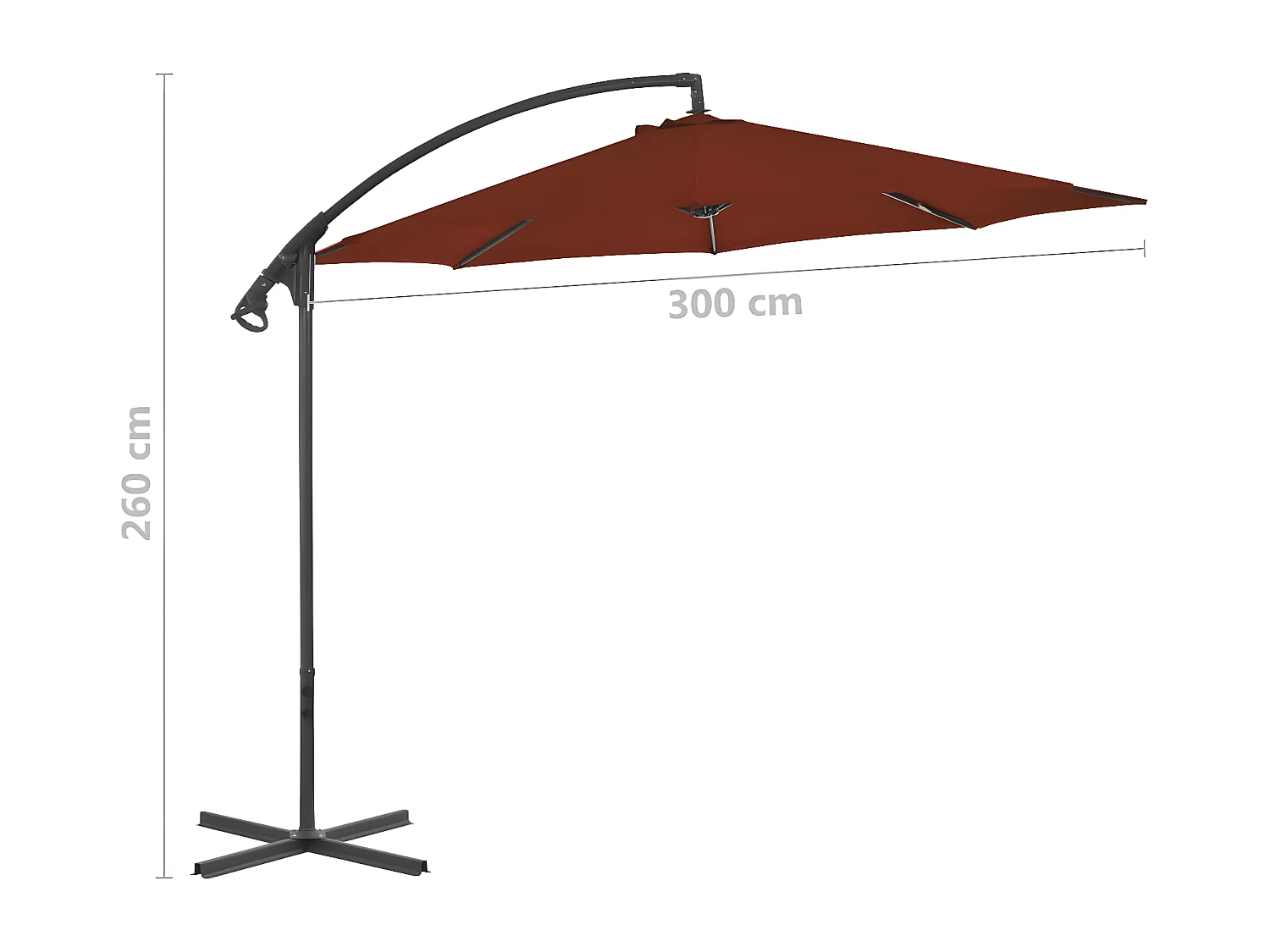 Parasol déporté avec mât en acier 300 cm Terre cuite