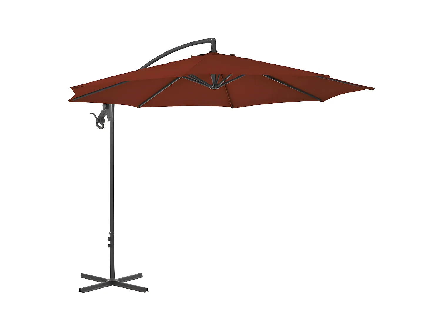 Parasol déporté avec mât en acier 300 cm Terre cuite