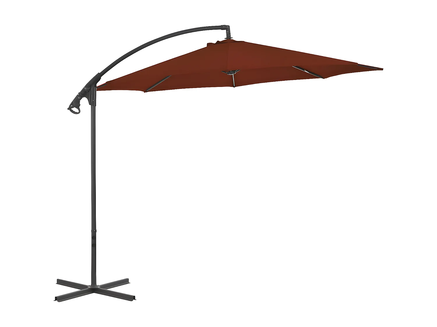 Parasol déporté avec mât en acier 300 cm Terre cuite