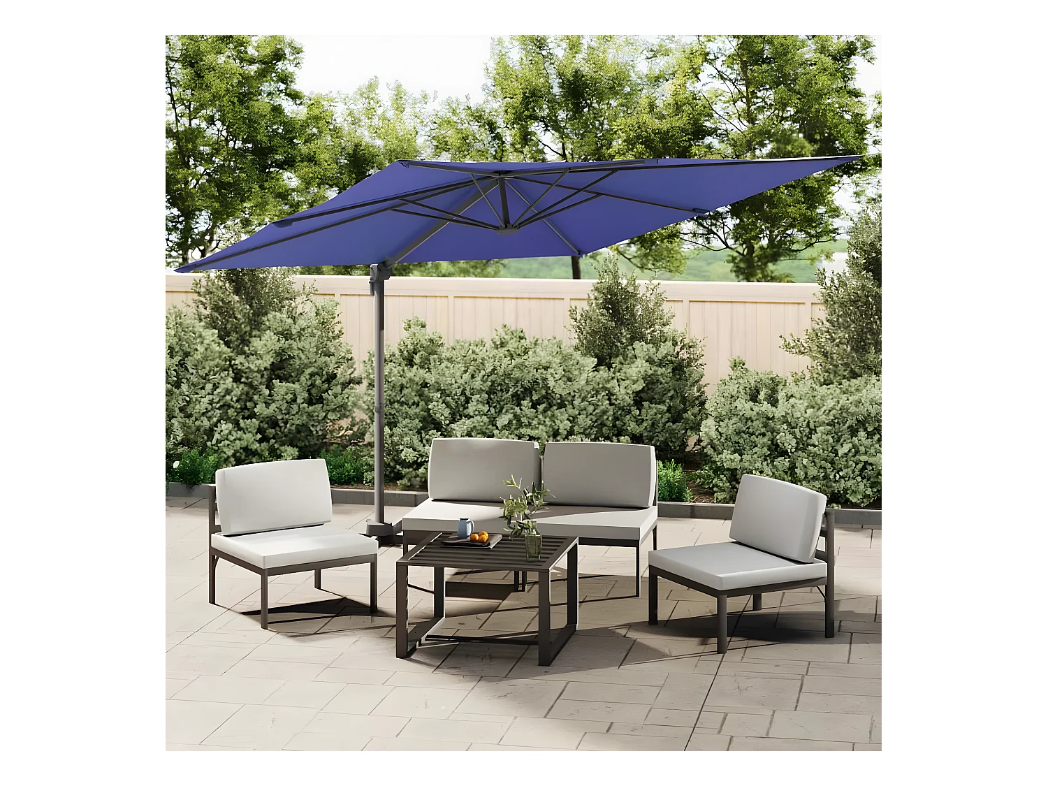 Parasol déporté avec mât en aluminium Bleu azuré 400x300 cm