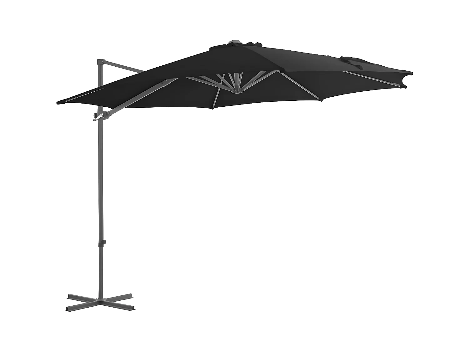 Parasol déporté avec mât en acier Noir 300 cm