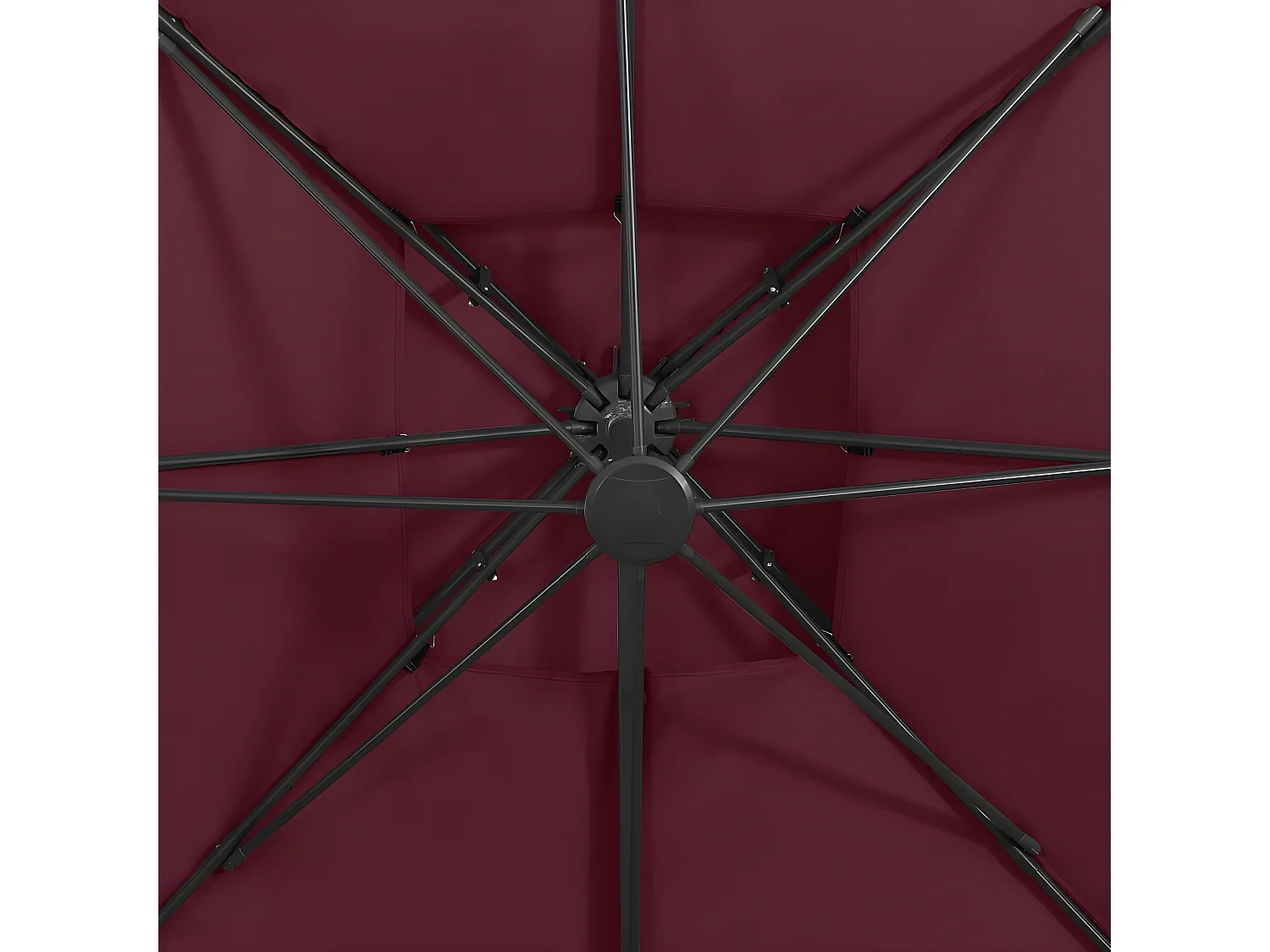 Sombrilla voladiza con doble techo rojo burdeos 300x300 cm
