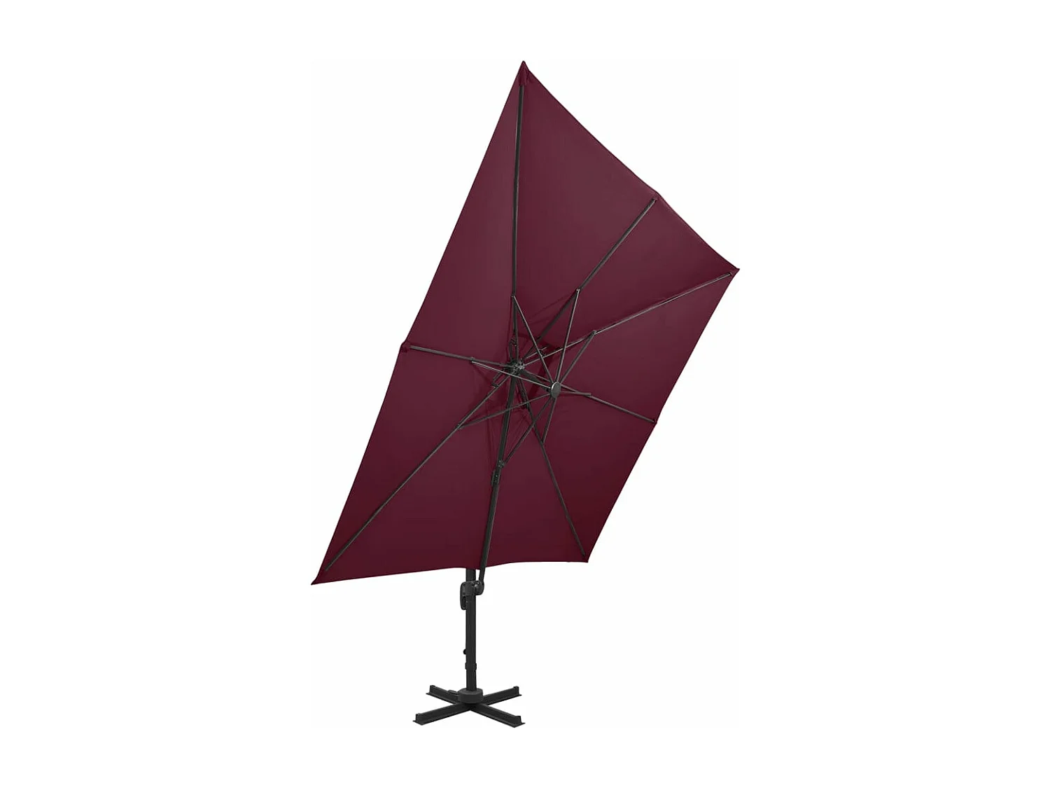Parasol déporté à double toit 300x300 cm Rouge bordeaux