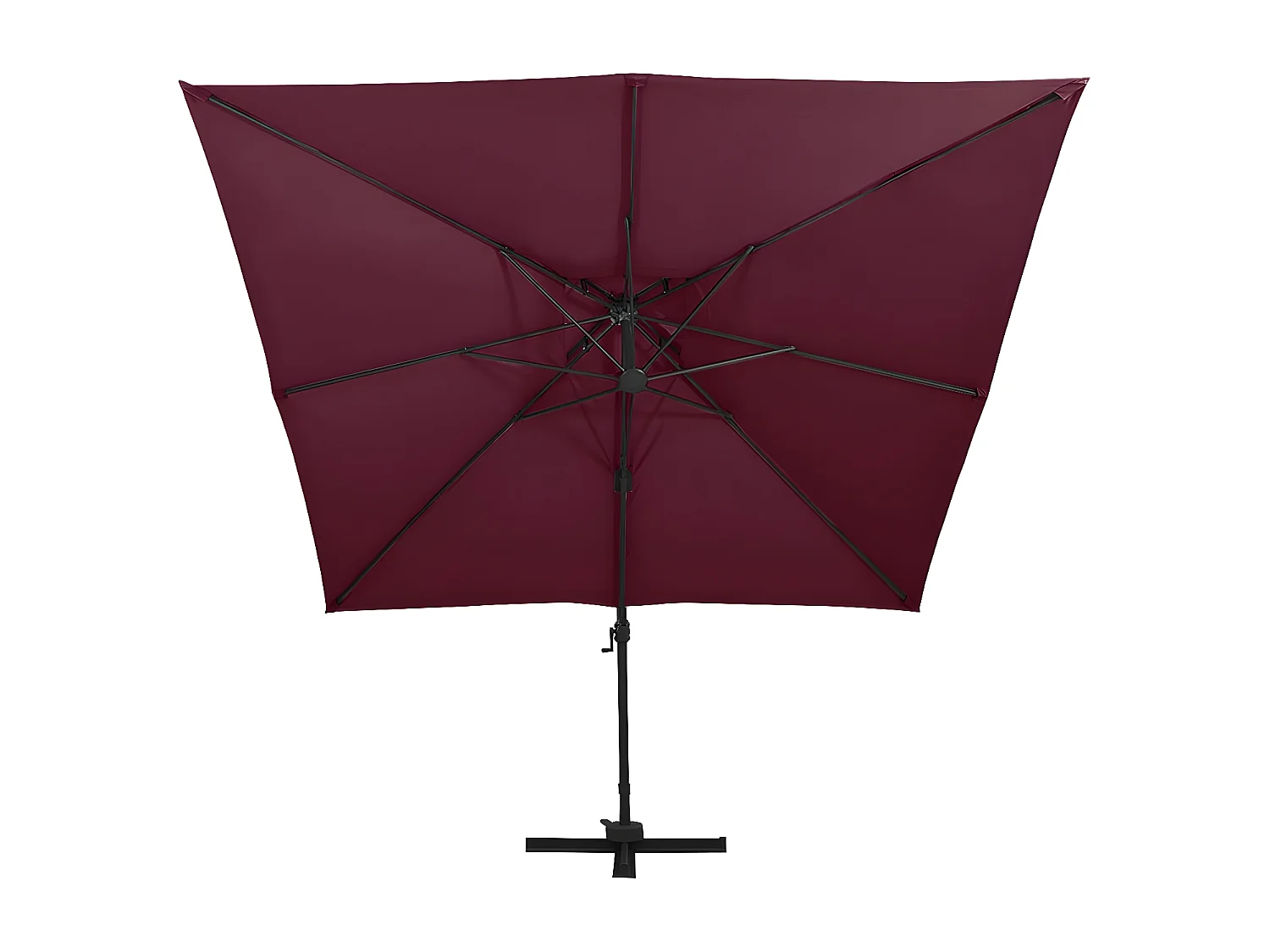 Parasol déporté à double toit 300x300 cm Rouge bordeaux