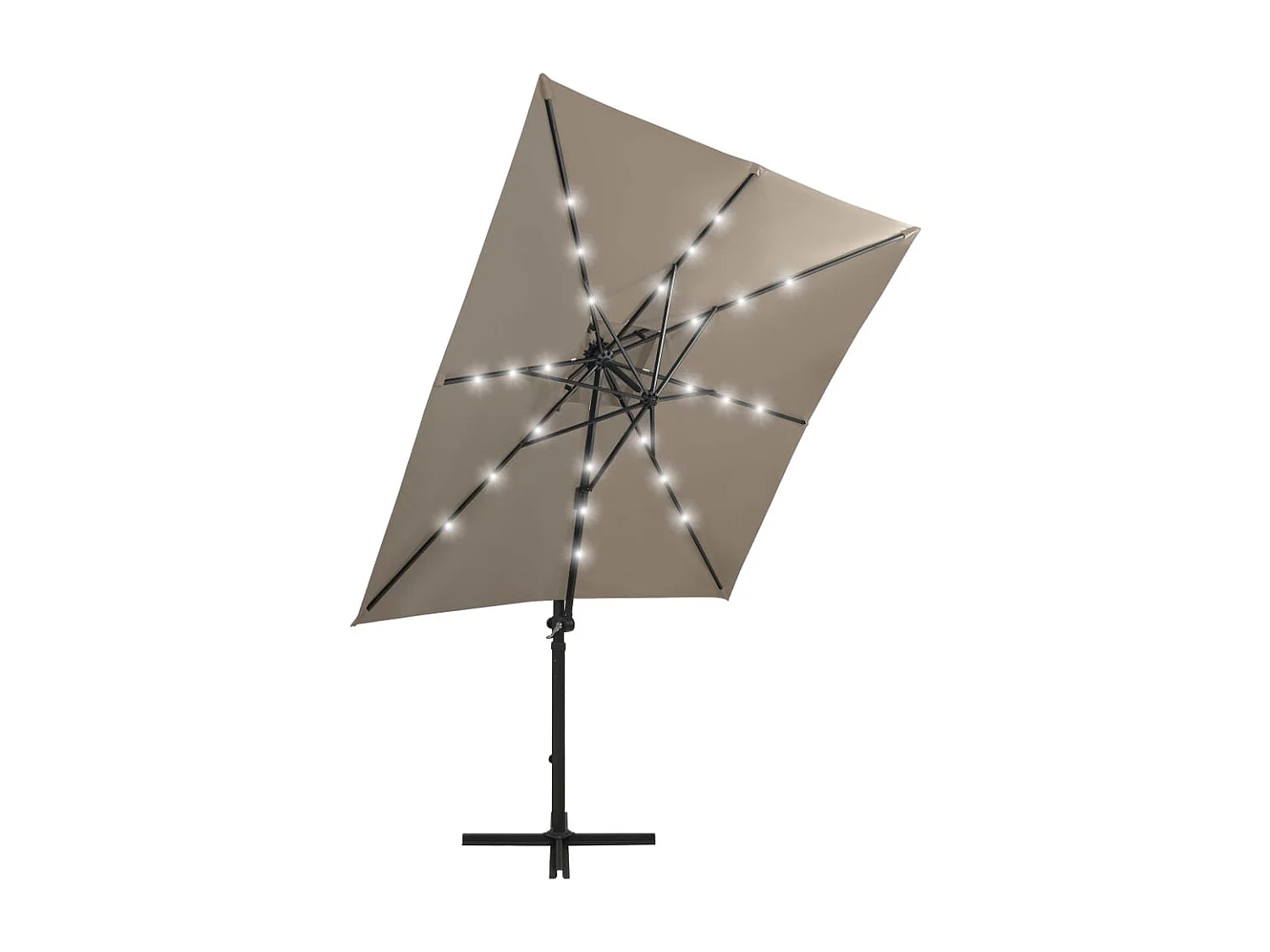 Sombrilla voladiza con poste y luces LED gris taupé 250 cm